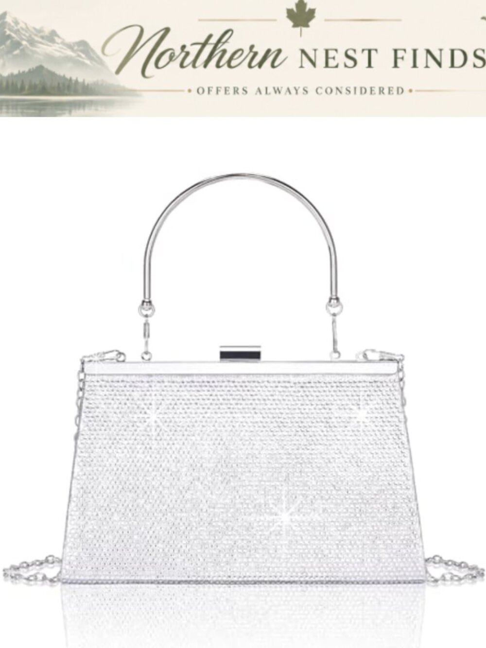 Rhinestone Clutch Evening Purse with Detachable Chain Crossbody